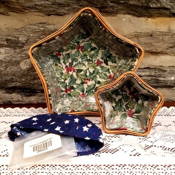 Longaberger Shining Star and Twinkle Twinkle Basket Yr-Round Duo Christmas Holly - Picture 1 of 16